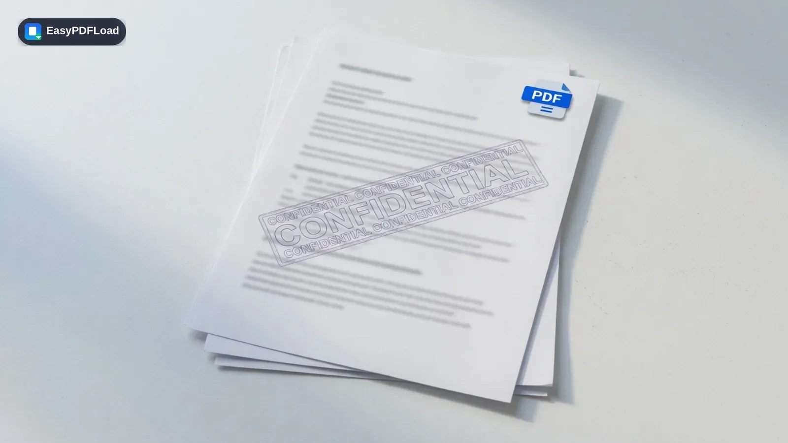 A faint diagonal confidential stamp across the pages of a PDF — AI-generated illustration, EasyPDFLoad